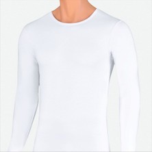 Öts Erkek Likralı Uzunkol T-Shirt Beyaz 1884