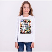 Gta 5 Çocuk T-Shirt Uzun Kollu Beyaz Unisex