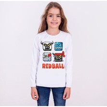 TakeTshirt Redball Çocuk T-shirt Uzun Kollu Beyaz Unisex