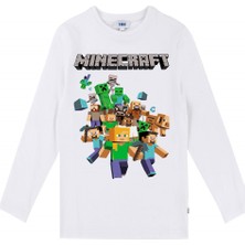 TakeTshirt Mınecraft Çocuk T-shirt Uzun Kollu Beyaz Unisex
