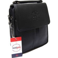 West Polo Erkek Omuz Ve El Çantası Siyah Orta Boy