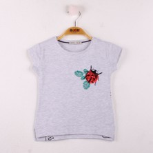 Toontoy Kız Çocuk T-shirt Uğur Böceği Nakışlı