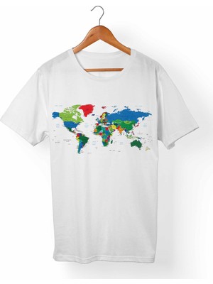 Muggkuppa Dünya Haritası Çocuk Beyaz T-Shirt
