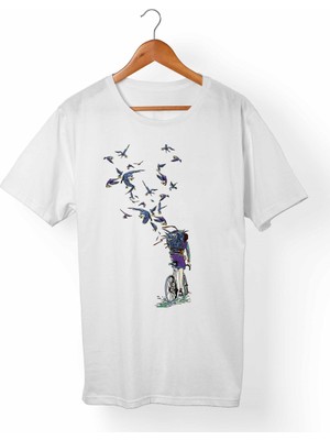 Muggkuppa Bisiklet Baskılı Çocuk Beyaz T-Shirt