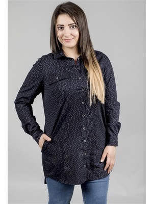 Myline Uzun Kollu Desenli Denim Tunik 23468