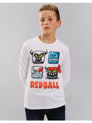 TakeTshirt Redball Çocuk T-shirt Uzun Kollu Beyaz Unisex