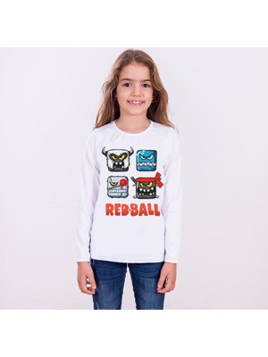 TakeTshirt Redball Çocuk T-shirt Uzun Kollu Beyaz Unisex