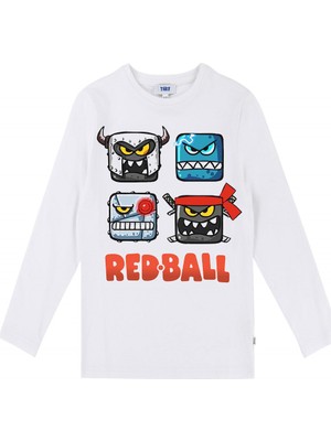 TakeTshirt Redball Çocuk T-shirt Uzun Kollu Beyaz Unisex