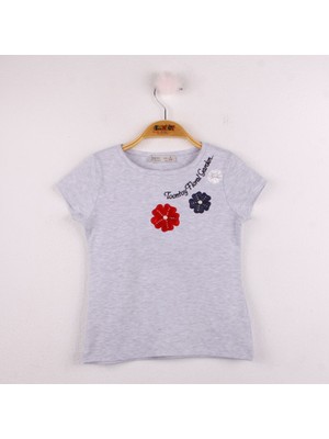 Toontoy Kız Çocuk Çiçek Nakışlı T-shirt