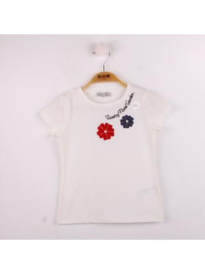 Toontoy Kız Çocuk Çiçek Nakışlı T-shirt