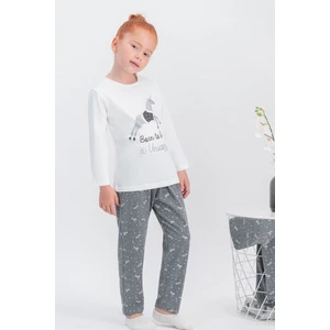 Unicorn Fly Krem Kız Çocuk Pijama Takımı