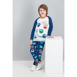 Monster Naps Krem Erkek Çocuk Pijama Takımı