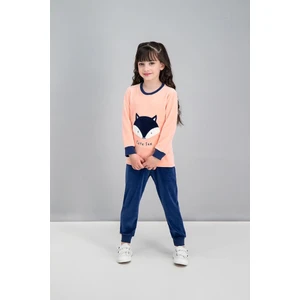 Cute Fox Şeftali Kız Çocuk Kadife Pijama Takımı