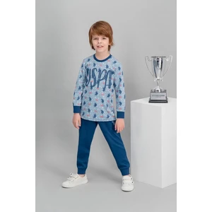U.S. Polo Assn. Lisanslı Mavi Erkek Çocuk Pijama Takımı