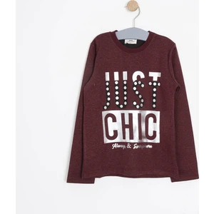 Kız Çocuk Uzun Kol Sweatshirt Bordo