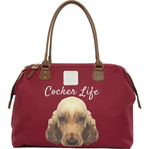 Bordo Cocker Spaniel Baskılı Omuz Askılı Çanta