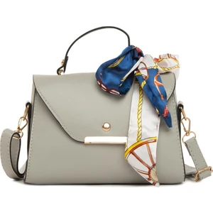 Gri Kapaklı Şallı Askılı Çanta