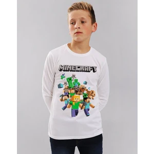 Mınecraft Çocuk T-shirt Uzun Kollu Beyaz Unisex