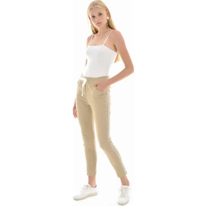 Kadın Bej Beli Bağcıklı Pantolon Pnt32062