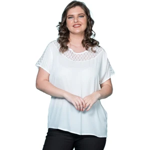 Kadın Dantel Garnili Krep Bluz P822