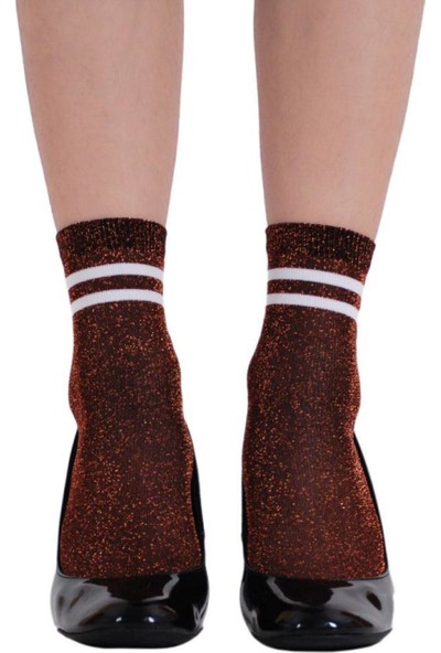 Brogetti Victoria Bakır Renk Simli Çizgili Çorap