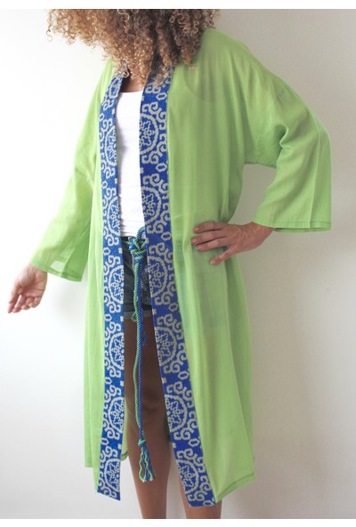 Tiera Styling Yeşil Uzun Kimono