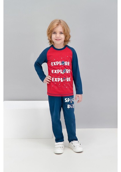 Space Boy Explore Kırmızı Erkek Çocuk Pijama Takımı