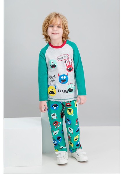 Monster Naps Karmelanj Erkek Çocuk Pijama Takımı