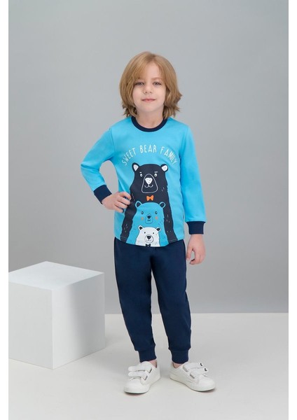 Mavi Erkek Çocuk Pijama Takımı