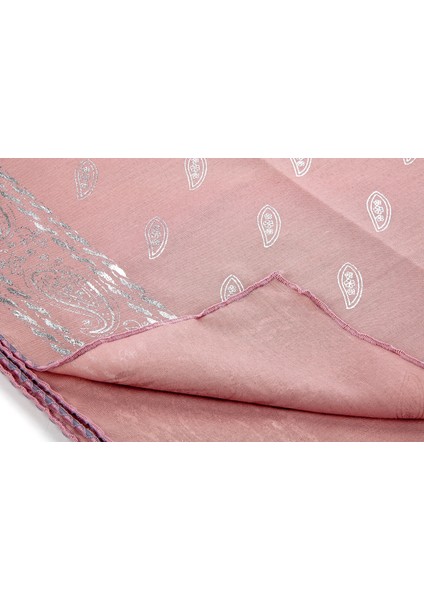 Pano Desenli Varaklı Eşarp Pembe