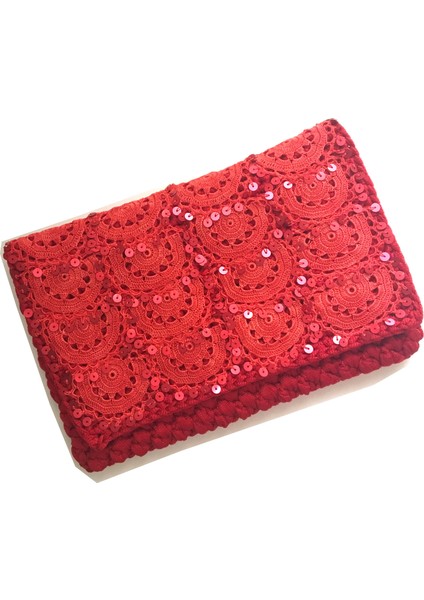 El Yapımı Etnik Clutch Çanta Kırmızı fırsatları