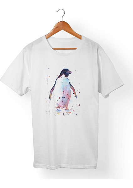 Penguen Baskılı Çocuk Beyaz T-Shirt
