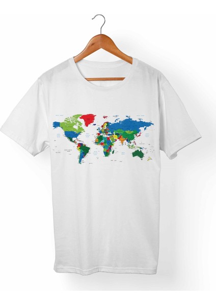 Dünya Haritası Çocuk Beyaz T-Shirt
