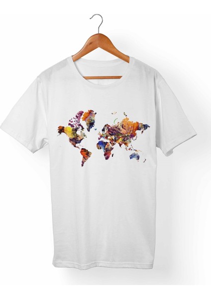 Dünya Haritası Çocuk Beyaz T-Shirt