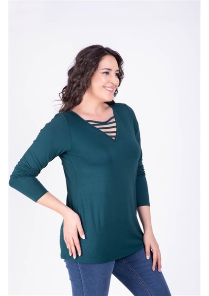 Yakası Biyeli Bluz 34122
