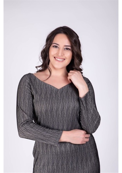 Damla Yaka Simli Elbise 34303