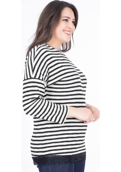 Eteği Dantelli Triko Bluz 34452