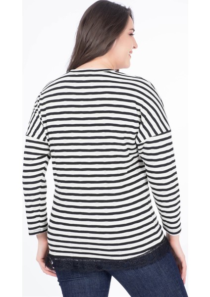 Eteği Dantelli Triko Bluz 34452