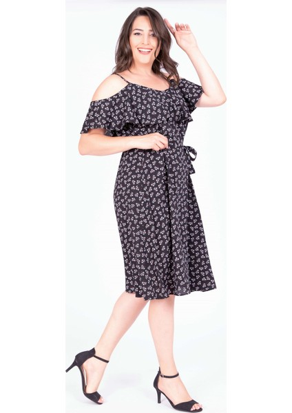 Volanlı Kemerli Elbise 34776