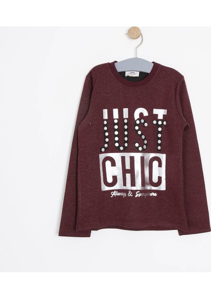 Kız Çocuk Uzun Kol Sweatshirt Bordo