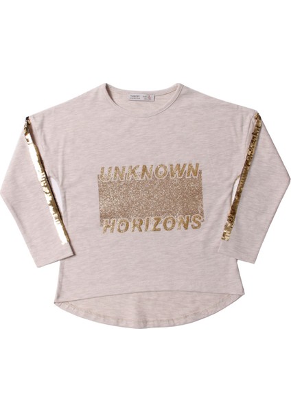 Kız Çocuk Unknown Baskılı Sweatshirt Kahve Melanj 5 Yaş K-326