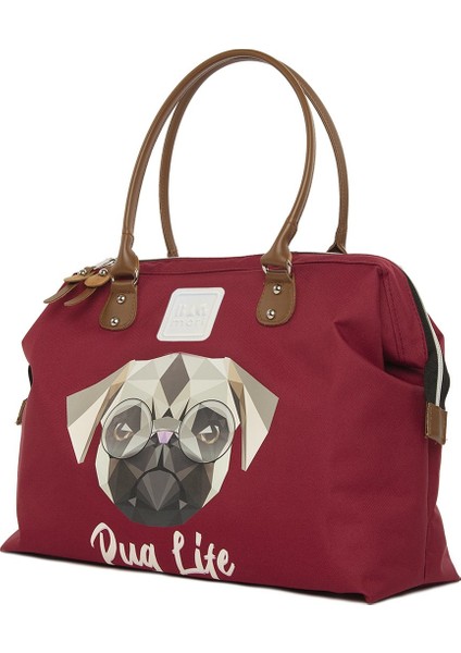Bordo Pug Baskılı Omuz Askılı Çanta fiyatları