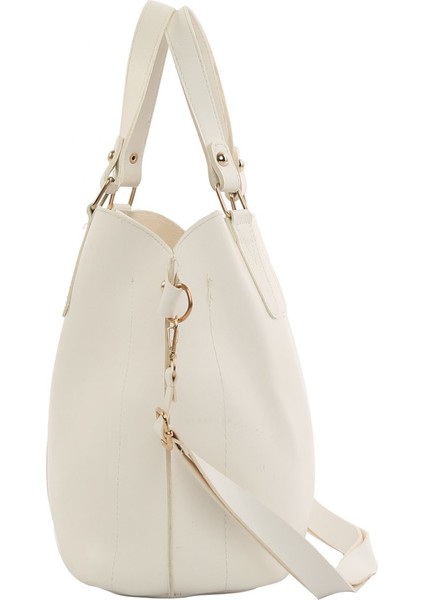 Beyaz Üç Bölmeli Çıtçıt Detaylı Çanta modelleri