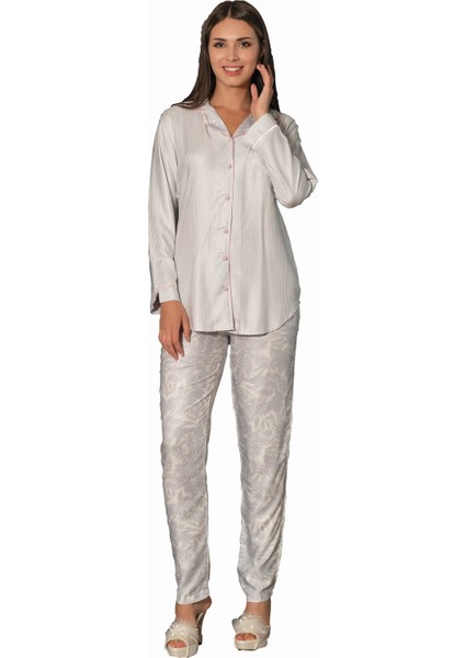 5143 Önden Düğmeli Uzun Kollu Pijama Takım