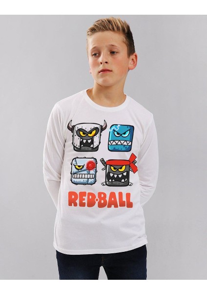 Redball Çocuk T-shirt Uzun Kollu Beyaz Unisex