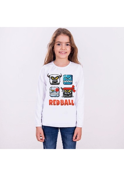 Redball Çocuk T-shirt Uzun Kollu Beyaz Unisex