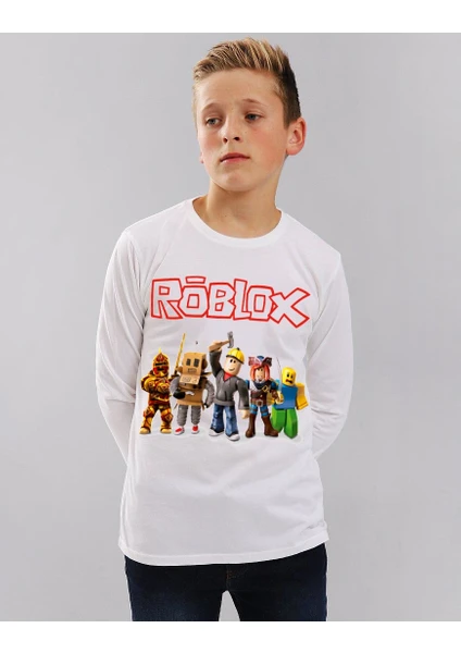 Roblox Çocuk T-shirt Uzun Kollu Beyaz Unisex