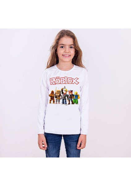 Roblox Çocuk T-shirt Uzun Kollu Beyaz Unisex