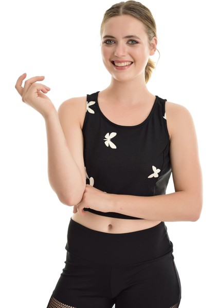 Kadın Siyah Kelebek Desenli Bluz Blz31640
