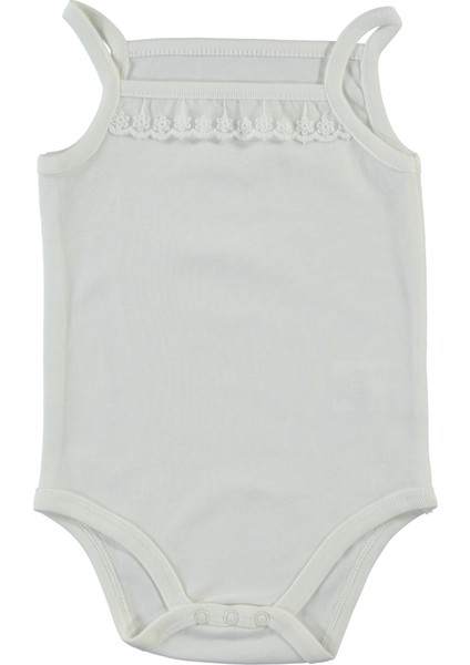 Kız Bebek Askılı Çıtçıtlı Badi 30-36 Ay Ekru